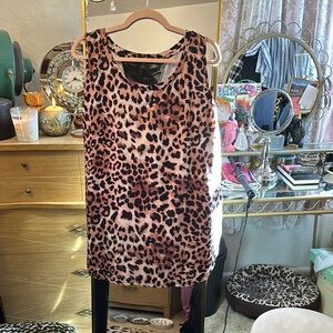 Plus size Leopard Print Sleeveless workout tank Top